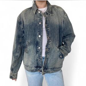 Forever 21 Studded Oversized Denim Chore Trucker Carpenter Jacket ✨